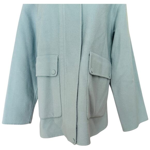 Theory Wool And Cashmere Utility Outwear Coat in Eggshell Blue Size S - Picture 3 of 11